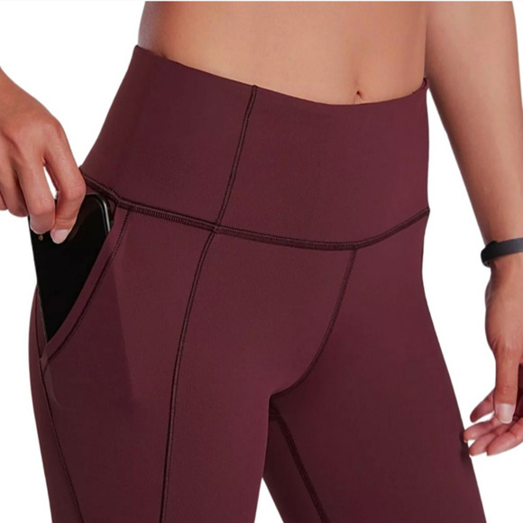 Athleta Lightning Capri In Supersonic Antique Burgundy Activewear Gym Workout - Picture 3 of 10
